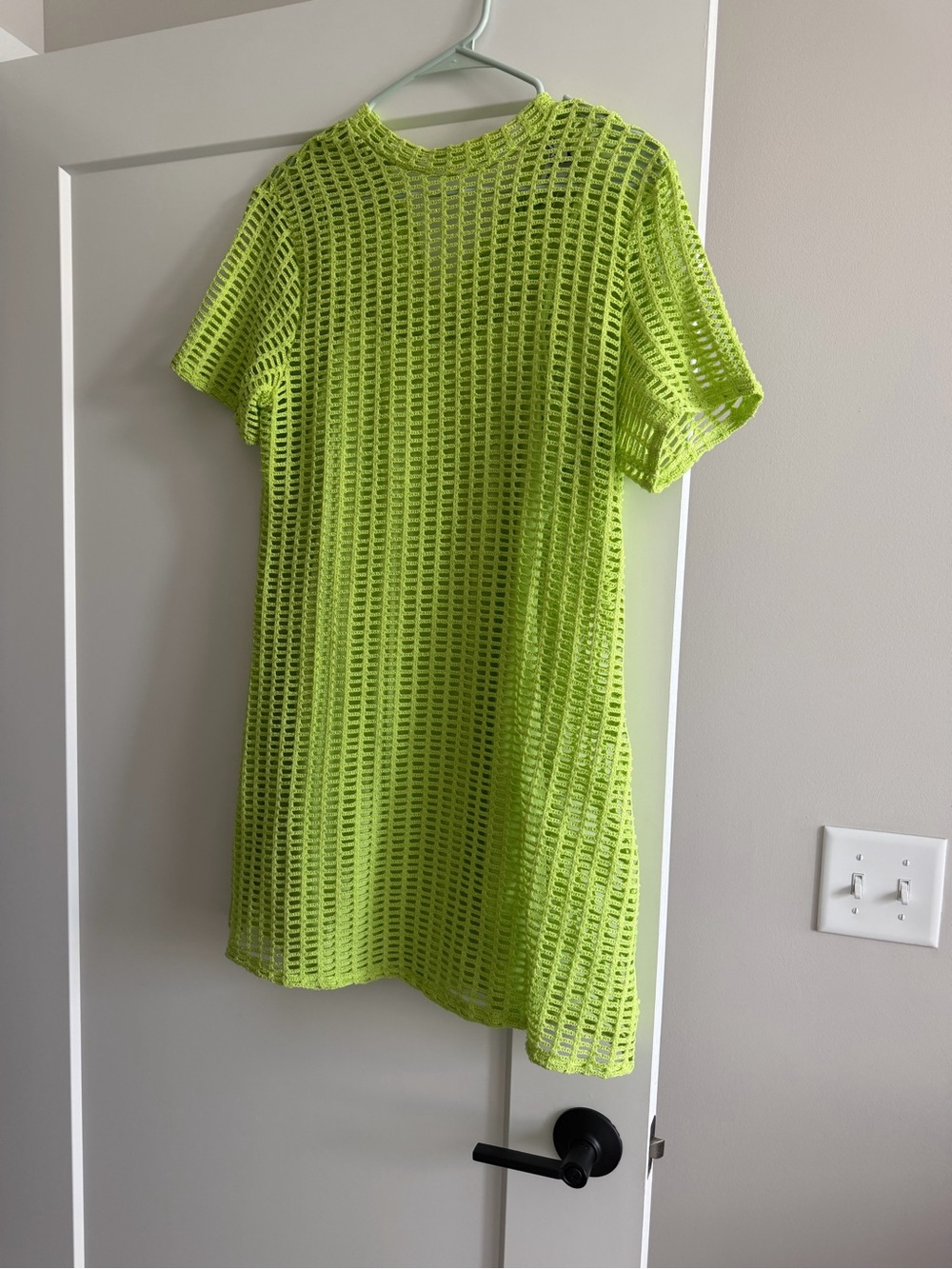 ASOS Neon Lime Crochet Mesh Mini Dress